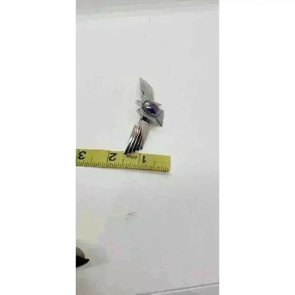 Vtg Hondo Clip Shirt Collar Tie Southwest Eagle & Rainbow Hematite Wil-Aren - Picture 5 of 5